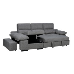 Chaiseslongue cama Huesca, tela gris