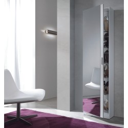Zapatero Kristal 1 puerta+espejo blanco brillo