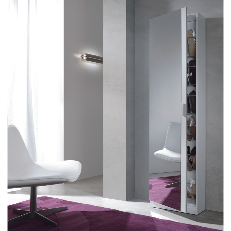 Zapatero Kristal 1 puerta+espejo blanco brillo Zapatero Kristal 1 puerta+espejo blanco brillo