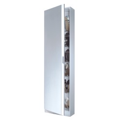 Zapatero Kristal 1 puerta+espejo blanco brillo