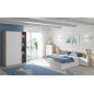 Dormitorio Alaya cabezal y dos mesitas roble canadian/blanco artik Dormitorio Alaya cabezal y dos mesitas roble canadian/blanco artik