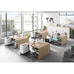 Mesa despacho Office con buc reversible roble canadian/blanco artik