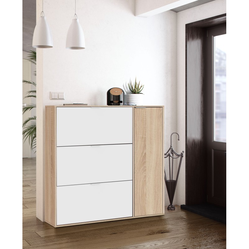 Zapatero Class 4 puertas (24 pares) roble canadian/blanco Zapatero Class 4 puertas (24 pares) roble canadian/blanco