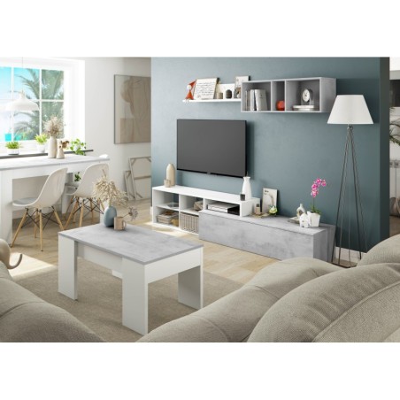 Mesa de centro elvable Flow en cemento/blanco artik