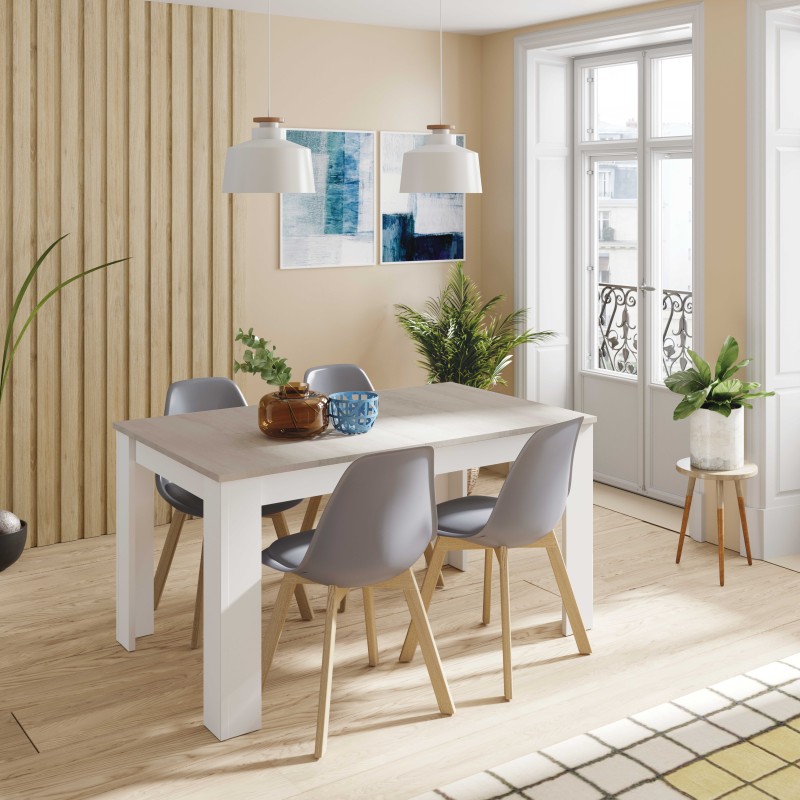 Mesa comedor Kendra extensible cemento/blanco Mesa comedor Kendra extensible cemento/blanco