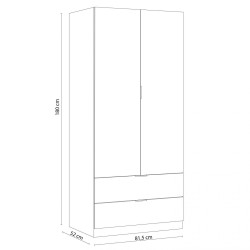 Armario 2 puertas 2 cajones Low cost, en roblecanadian/blanco artik