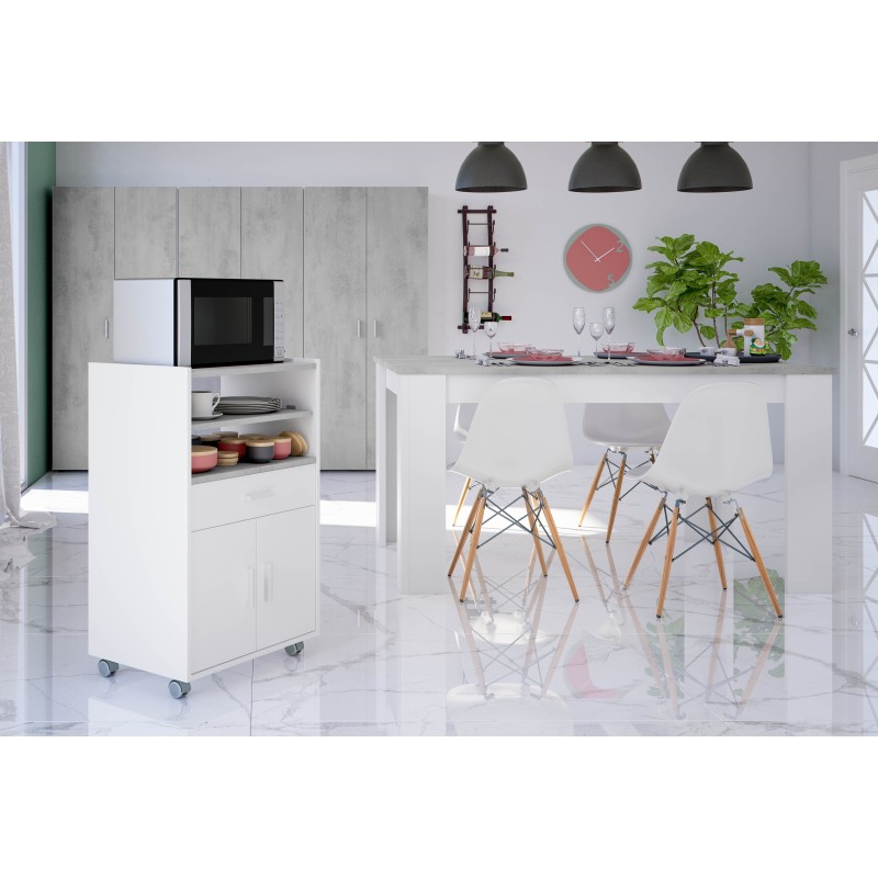 Mueble microondas Tidy 1c+2p en blanco artik/cemento Mueble microondas Tidy 1c+2p en blanco artik/cemento