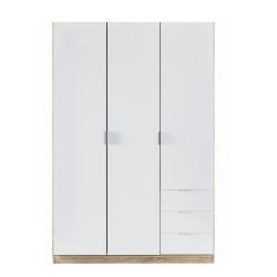 Armario Low cost 3 puertas 3 cajones en roble canadian/blanco artik