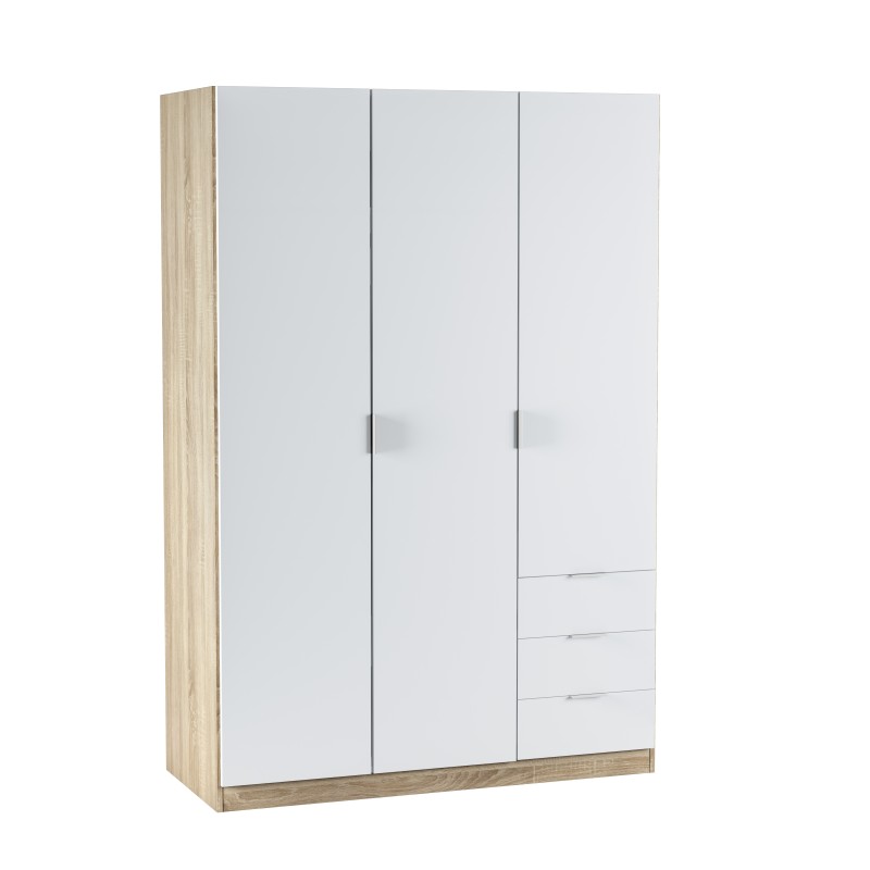 Armario Low cost 3 puertas 3 cajones en roble canadian/blanco artik Armario Low cost 3 puertas 3 cajones en roble canadian/blanco artik