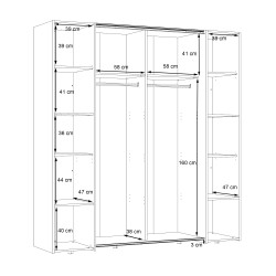 Armario mixto correderas y batientes RIO 2,70x210 Blanco