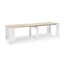 Mesa consola multifuncion Allongo-Kendra extensible en blanco roble