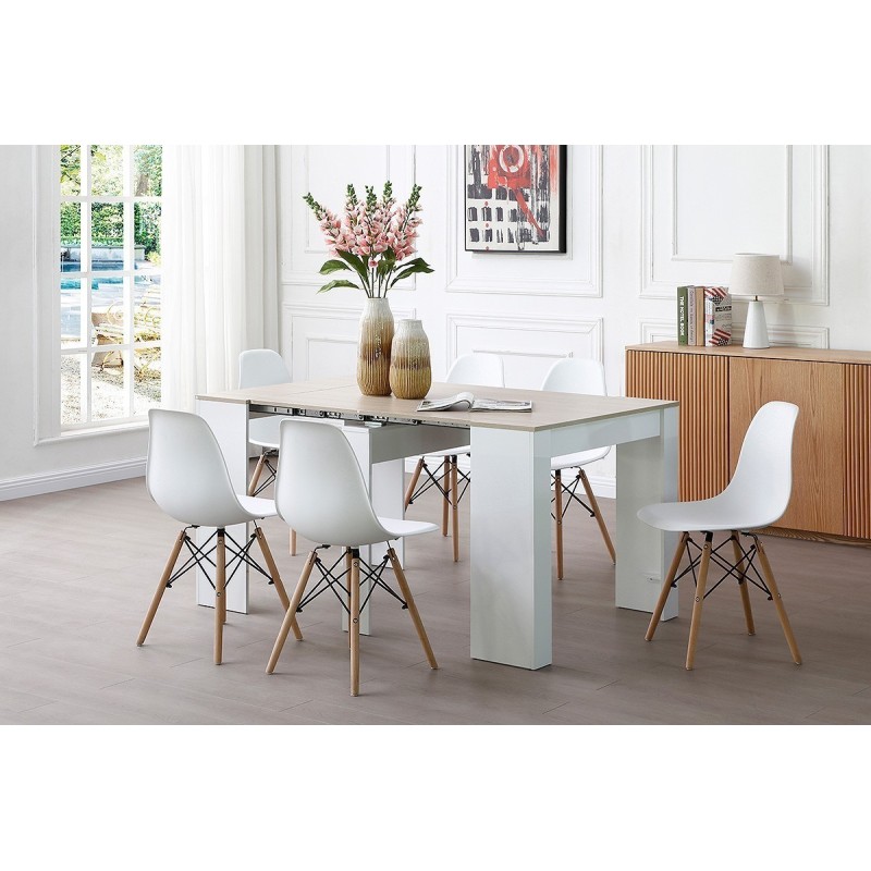 Mesa comedor-consola multifuncion Allongo-Kendra extensible en blanco roble Mesa comedor-consola multifuncion Allongo-Kendra extensible en blanco roble