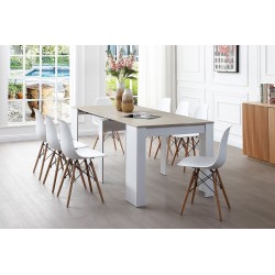 Mesa comedor-consola multifuncion Allongo-Kendra extensible en blanco roble