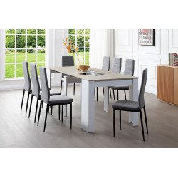 Mesa consola multifuncion Allongo-Kendra extensible en blanco roble