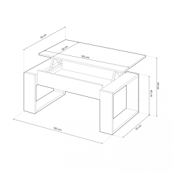 Mesa de centro elevable modelo urban blanco artik