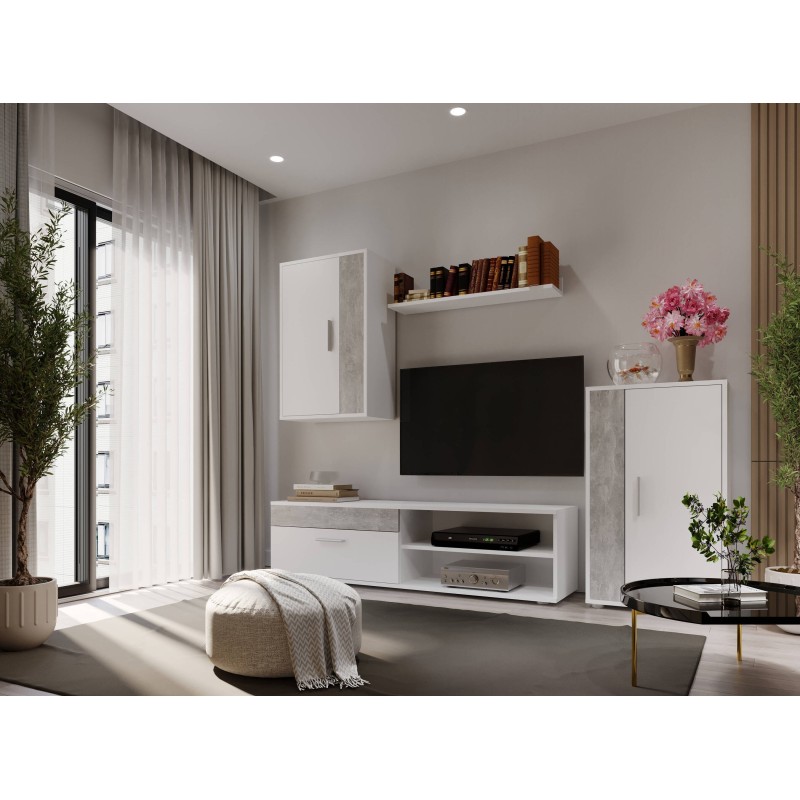 Salon kube en blanco gris cemento