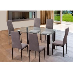 Conjunto de Oferta mesa comedor+6 sillas modelo Juri negro