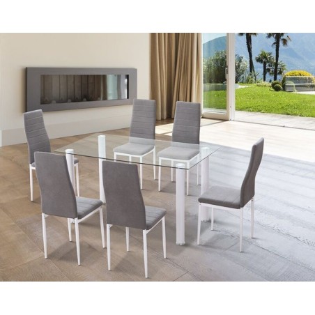 Conjunto de Oferta mesa comedor+6 sillas modelo Juri blanco