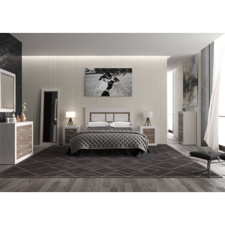 Dormitorio Lara completo con comoda o sinfonier y espejo