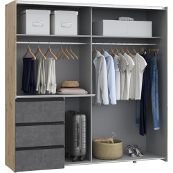 Armario Tokio De Correderas Artisan - Gris 170x201