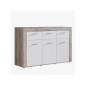 Mueble aparador de comedor trama color roble y blanco mate 135x41 cm Mueble aparador de comedor trama color roble y blanco mate 135x41 cm