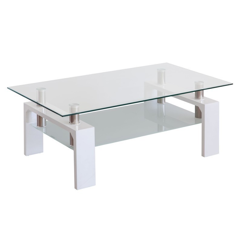 Mesa de centro cristal pata wengué, blanco o roble sendra Mesa de centro cristal pata wengué, blanco o roble sendra