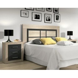 DORMITORIO OFERTA, COMPUESTO POR CABECERO Y DOS MESITAS,  EN COLORES CAMBRIAN BLANCO, CAMBRIAN GRAFITO Y BLANCO PINO ANDERSEN.