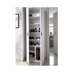 Armario 2 puertas modelo fit multiusos 6 estantes en blanco