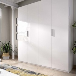 armario 4 puertas 204x180 modelo ESSEN BLANCO BRILLO.
