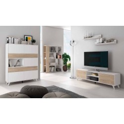 SALON COMPLETO 2 MODELO SOTO EN BLANCO ROBLE