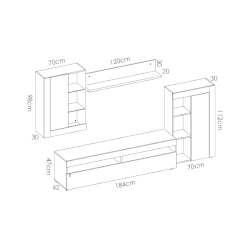 SALON MODELO TOKIO COLOR CEMENTO CON BLANCO COMPOSICION DE SALON muebles de salón 279,00 € 230,58 €