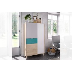 VITRINA MODELO NOVA 2 PUERTAS EN NATURAL GRIS ESMERALDA Y BLANCO