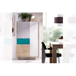 VITRINA MODELO NOVA 2 PUERTAS EN NATURAL GRIS ESMERALDA Y BLANCO
