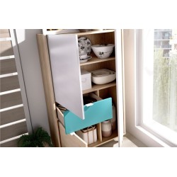 VITRINA MODELO NOVA 2 PUERTAS EN NATURAL GRIS ESMERALDA Y BLANCO