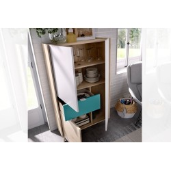 VITRINA MODELO NOVA 2 PUERTAS EN NATURAL GRIS ESMERALDA Y BLANCO