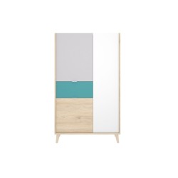 VITRINA MODELO NOVA 2 PUERTAS EN NATURAL GRIS ESMERALDA Y BLANCO