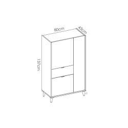 VITRINA MODELO NOVA 2 PUERTAS EN NATURAL GRIS ESMERALDA Y BLANCO