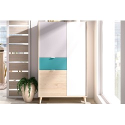 VITRINA MODELO NOVA 2 PUERTAS EN NATURAL GRIS ESMERALDA Y BLANCO