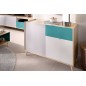 Aparador modelo nova 2 puertas y un cajon, natural gris esmeralda y blanco