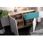 Aparador modelo nova 2 puertas y un cajon, natural gris esmeralda y blanco