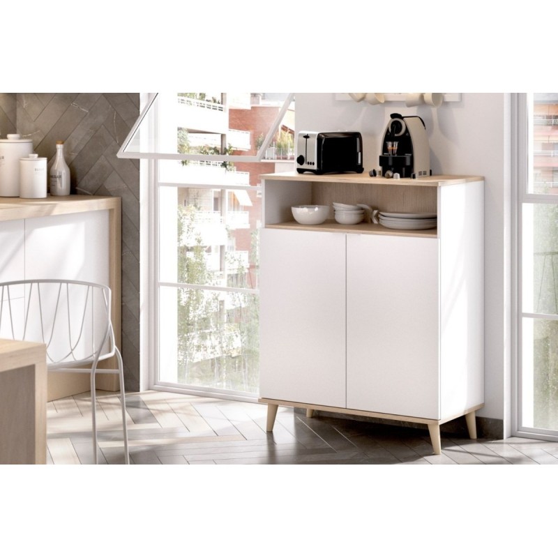 Modulo auxiliar wok 2 puertas y hueco, blanco natural Modulo auxiliar wok 2 puertas y hueco, blanco natural