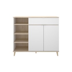 MODULO AUXILIAR WOK, CON DOS PUERTAS 1 CAJON Y ESTANTES, BLANCO NATURAL