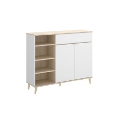 MODULO AUXILIAR WOK, CON DOS PUERTAS 1 CAJON Y ESTANTES, BLANCO NATURAL