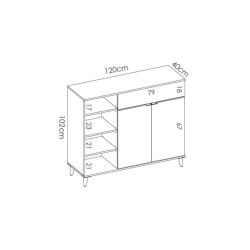 MODULO AUXILIAR WOK, CON DOS PUERTAS 1 CAJON Y ESTANTES, BLANCO NATURAL