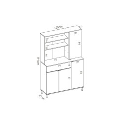 MODULO AUXILIAR WOK 4 PUERTAS Y ESTANTES, BLANCO NATURAL