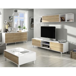 Composicion salon Zaiken plus blanco brillo/roble