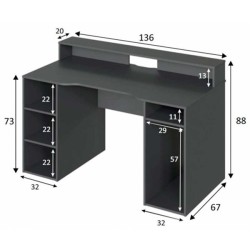 MESA DORDENADOR MODELO GAMER EN GRIS ANTRACITA