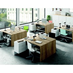 MESA DESPACHO CON BUC REVERSIBLE STYLE, ROBLE/BLANCO