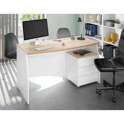MESA DESPACHO CON BUC ARGON, ROBLE/BLANCO