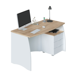 MESA DESPACHO CON BUC ARGON, ROBLE/BLANCO